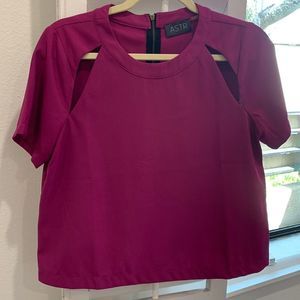 ASTR magenta cut out blouse